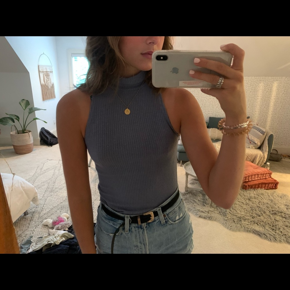 tank top turtle neck- pretty blue greyish color